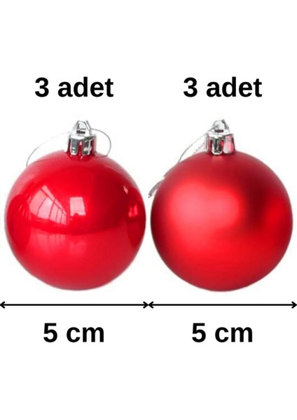 Yılbaşı Ağacı Süsü 6'lı 5 cm Toplar Kırmızı fiyatları