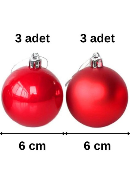 Yılbaşı Ağacı Süsü 6'lı 6 cm Toplar Kırmızı fiyatları