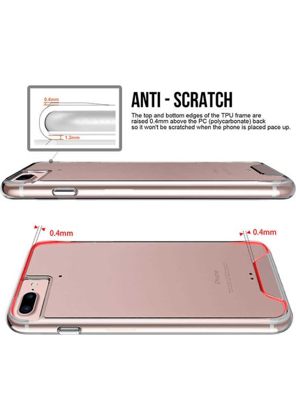 Apple iPhone 7 Plus - Kılıf Şeffaf Sert Koruyucu Gard Silikon - Şeffaf