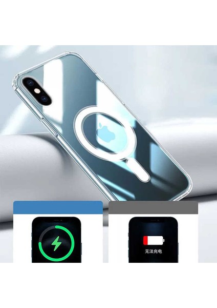 Apple iPhone Xs Max 6.5 - Kılıf Wireless Şarj Özellikli Şeffaf Sert Koruyucu Tacsafe Kapak - Şeffaf