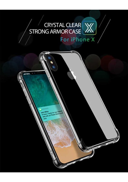 Apple iPhone x - Kılıf Kenar Köşe Korumalı Nitro Anti Shock Silikon - Şeffaf