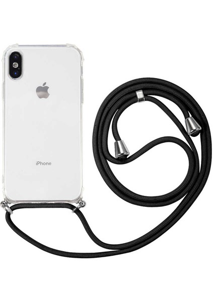 Apple iPhone Xs 5.8 - Kılıf Şeffaf Ip Askılı Koruyucu X-Rop Kapak - Şeffaf