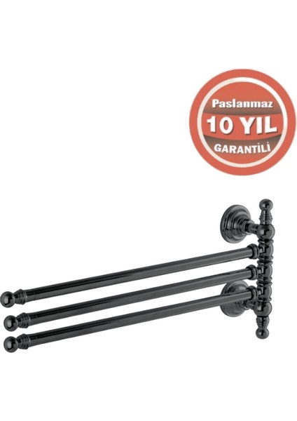 Paslanmaz Pirinç Ottoman 3’lü Döner Havluluk Mat Siyah modelleri