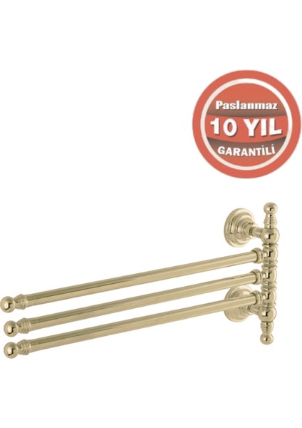 Paslanmaz Pirinç Ottoman 3lü Döner Havluluk Altın Sarı Gold modelleri