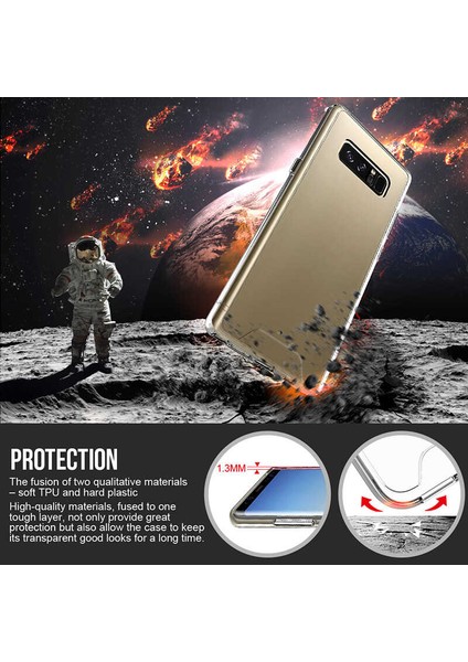 Samsung Galaxy Note 8 - Kılıf Şeffaf Sert Koruyucu Gard Silikon - Şeffaf