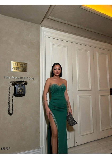 Livya Straplez Yırtmaç Detaylı Abiye 583121 modelleri