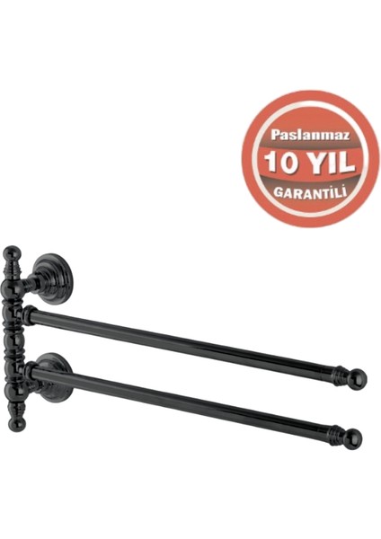 Paslanmaz Pirinç Ottoman 2’li Döner Havluluk Mat Siyah