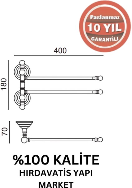 Paslanmaz Pirinç Ottoman 2’li Döner Havluluk Mat Siyah fiyatları