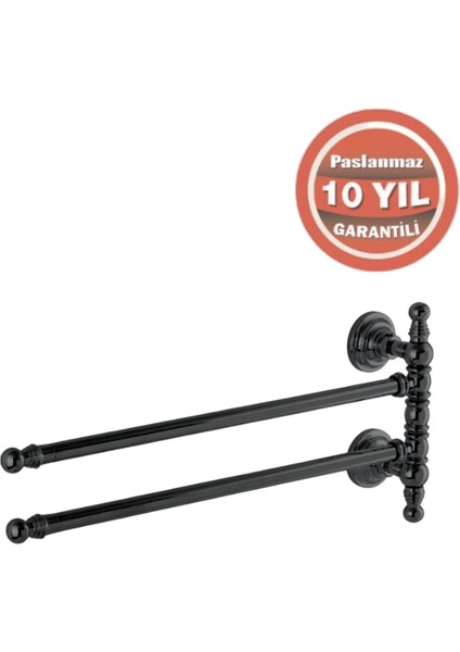 Paslanmaz Pirinç Ottoman 2’li Döner Havluluk Mat Siyah modelleri