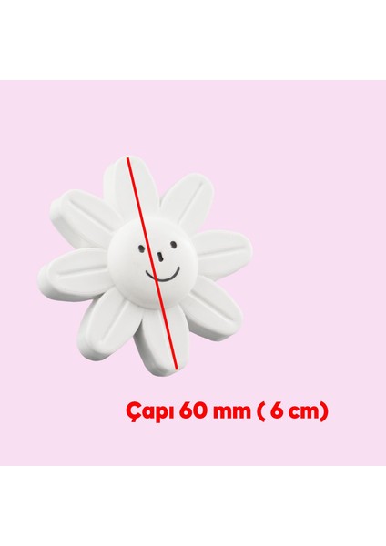 Mobilya Plastik Papatya Gülücüklü Beyaz Renk Çoçuk Odası Dolabı Kapak Kulpu Çekmece Kulbu 1 Adet fiyatları