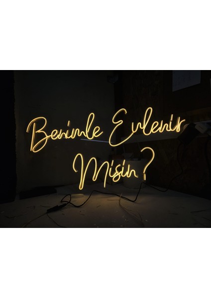 Cizgineon Benimle Evlenirmisin Işıklı Neon Led Duvar Dekarasyon