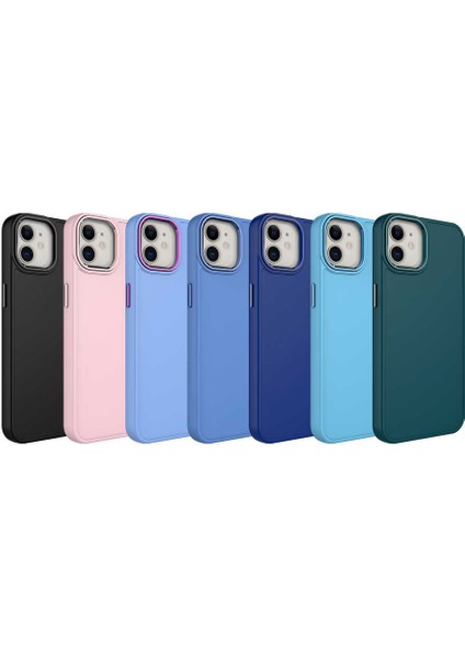 Apple iPhone 12 - Kılıf Metal Çerçeve ve Buton Tasarımlı Silikon Luna Kapak - Lavendery Gray