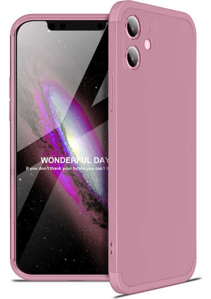 Apple iPhone 12 Mini - Kılıf Parmak Izi Yapmayan 3 Parça Ays Kapak - Rose Gold