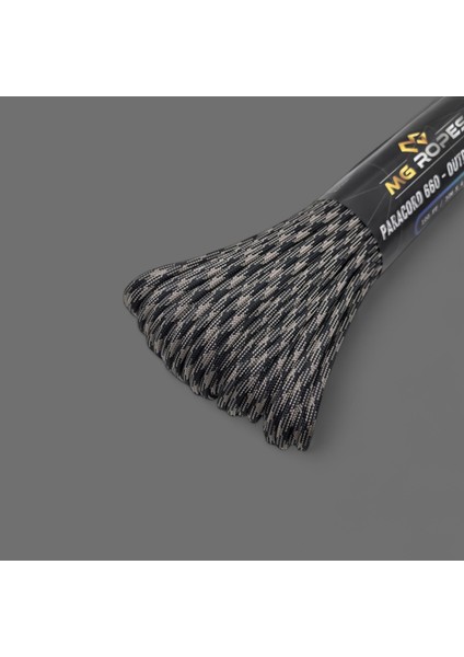 Polyester Paracord Ip 4 mm Gri Desenli Siyah Renk 30 Metre modelleri