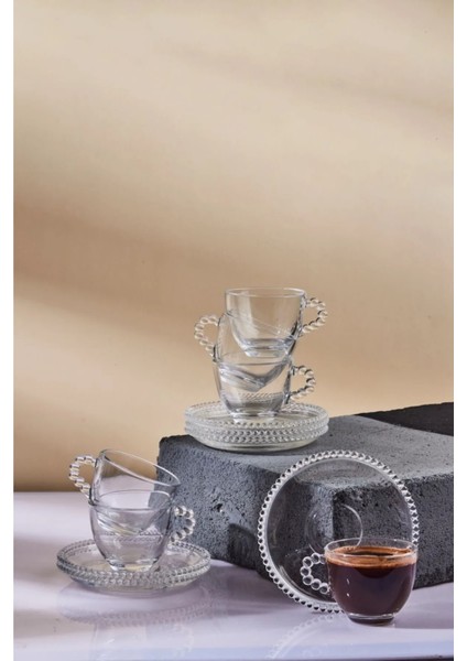 Girona Boncuk Kahve Fincan Takımı - 6 Kişilik 12 Parça
