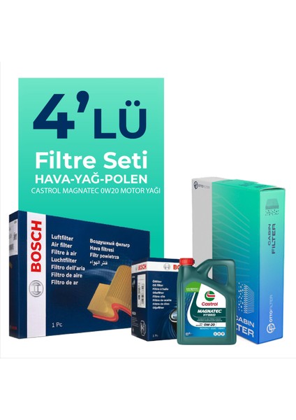 Suzuki S-Cross 1.4 Hybrid Filtre Bakım Seti Castrol Motor Yağlı (2021-2025) 4 Lü