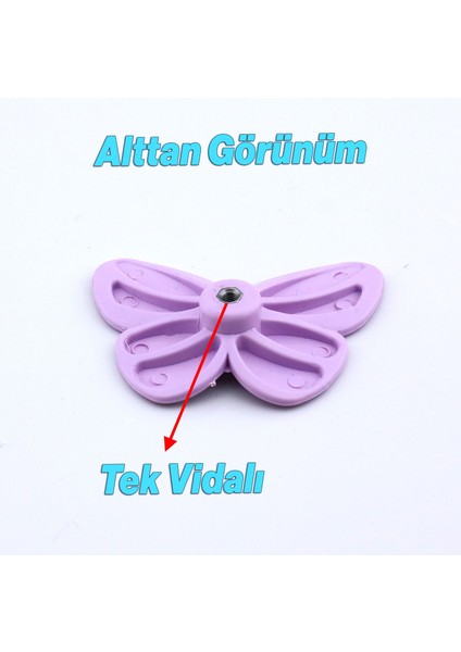 Plastik Kelebek Kulp Lila 10 Adet Mobilya Çoçuk Odası Kız Erkek Dolap Kapak Kulpu Çekmece Kulbu modelleri