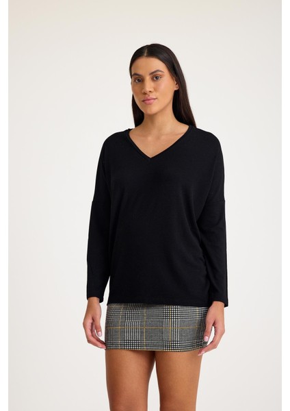 V Yaka Yarasa Kol Basic Triko Kazak fiyatları