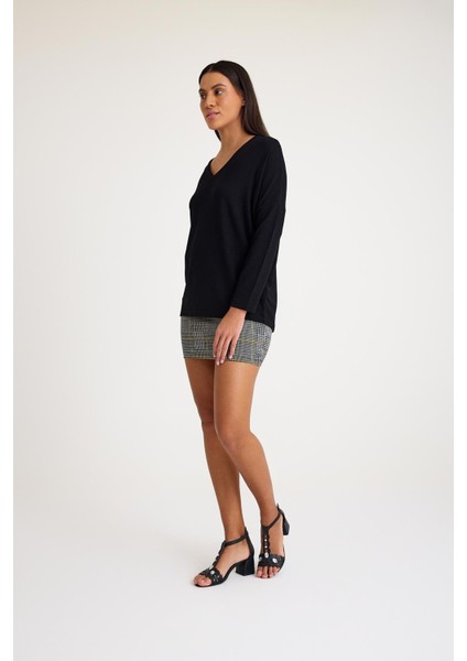 V Yaka Yarasa Kol Basic Triko Kazak modelleri