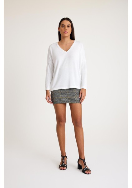 V Yaka Yarasa Kol Basic Triko Kazak fiyatları