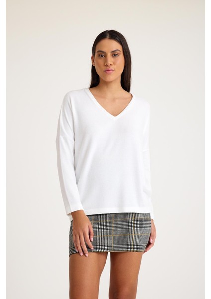 V Yaka Yarasa Kol Basic Triko Kazak modelleri