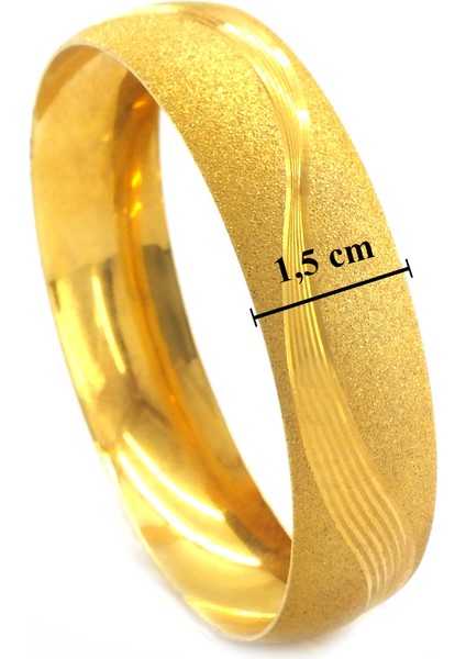 Altın Kaplama Dalgalı Simli 1.5 cm Bilezik BLZ-3054