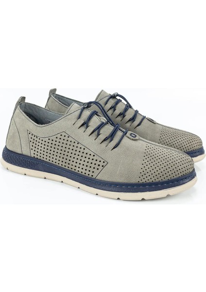 Erkek Gri Lacivert Hakiki Deri Ortopedik Lastikli Casual Ayakkabı modelleri