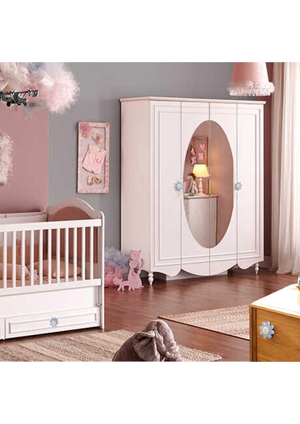 Mobilya Plastik Papatya Gülücüklü Mavi Renk Çoçuk Odası Dolabı Kapak Kulpu Çekmece Kulbu 1 Adet fırsatları