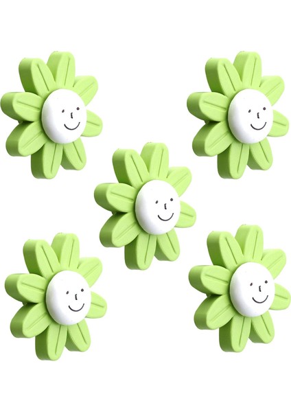 Mobilya Kulp Plastik Papatya Yeşil Renk Çoçuk Odası Kız Erkek Dolap Kapak Kulpu Çekmece Kulbu 5 Adet