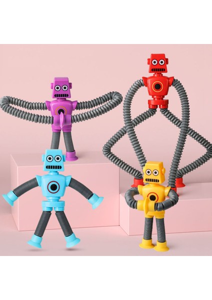 Işıksız Vantuz Yapışkan Teleskobik Robot Eğitici Figür Oyuncak 4 Renkten Biri Gönderilir.