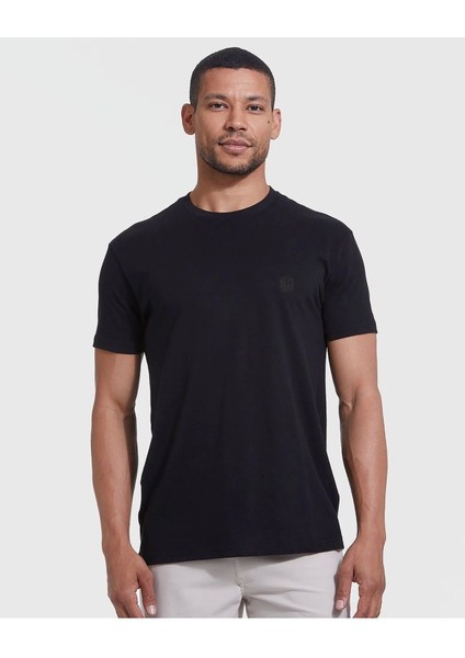 Erkek Siyah Baskılı Regular Fit Kalıp Likralı Kumaş T-Shirt fiyatları