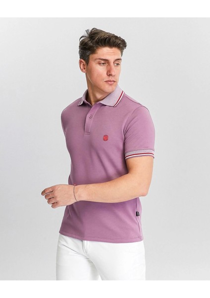 Erkek Fuşya %100 Pamuk Serin Tutan Fit Polo Yaka T-Shirt indirimleri