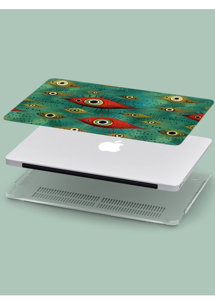 Macbook Air (M1) Kılıf 13.3 Inç A1932-A2179-A2337 2020/2021 Sert Kapak Koruma Macpac-24 Nazar Boncukları