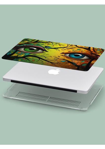Macbook Air (M2-M3) Kılıf 15 Inç A3114-A2941 2023/2024 Sert Kapak Koruma Macpac-28 Dallar Gözler