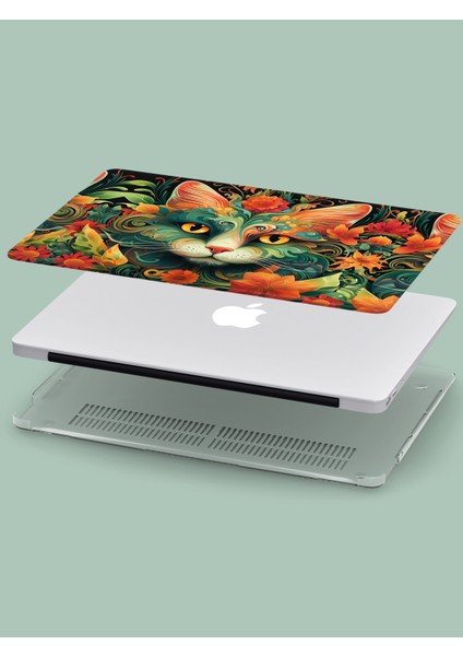 Macbook Air (M2-M3) Kılıf 15 Inç A3114-A2941 2023/2024 Kapak Tam Koruma Macpac-08 Kedi Bohem