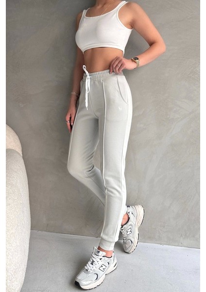 Kadın Paçası Lastikli Vücuda Oturan Gri Melanj Fit Jogger Eşofman Altı fiyatları