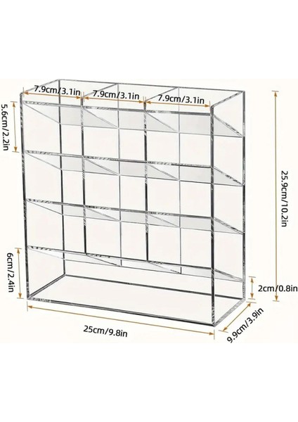 Yuvalı Şeffaf Akrilik Kalem ve Marker Organizer - Masaüstü Düzenleyici, Ofis ve Sanat Malzemeleri