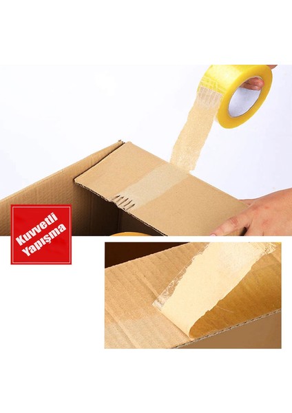 (10 ADET) Koli Bandı 45 Mm X 100 Mt Şeffaf Güçlü Yapışkanlı Kopmayan Bant Bandı
