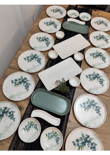 Okaliptus Nordıc Kahvaltı Takımı 12 Kişilik 26 Parça Mat Yeşil
