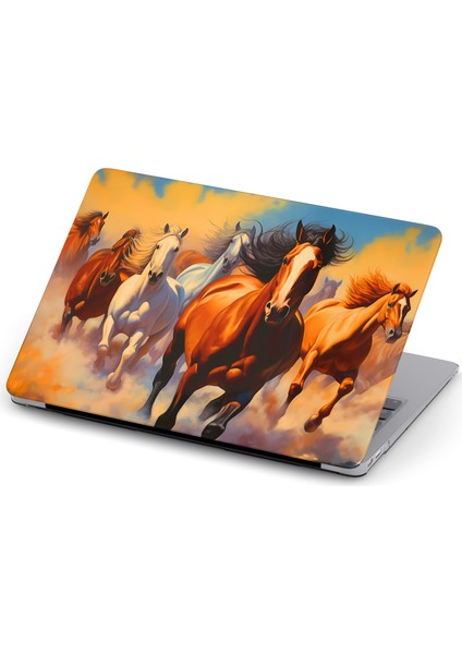 Macbook Air (M2-M3) Kılıf 15 Inç A3114-A2941 2023/2024 Sert Kapak Koruma Macpac-17 Atlar Koşarken