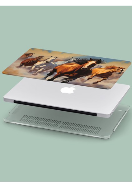 Macbook Air (M2-M3) Kılıf 15 Inç A3114-A2941 2023/2024 Sert Kapak Koruma Macpac-17 Atlar Koşarken