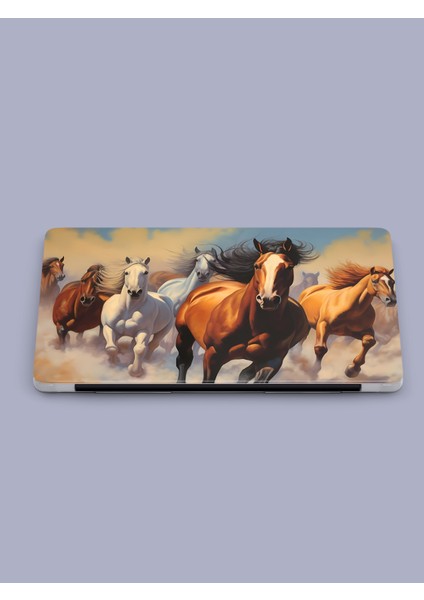 Macbook Air (M2-M3) Kılıf 15 Inç A3114-A2941 2023/2024 Sert Kapak Koruma Macpac-17 Atlar Koşarken