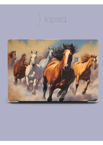 Macbook Air (M2-M3) Kılıf 15 Inç A3114-A2941 2023/2024 Sert Kapak Koruma Macpac-17 Atlar Koşarken