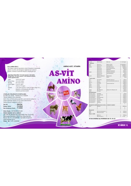 Asvit 1lt Zengin Içerikli Hayvan Destek Minerali (Amino Asit,vitamin)-(Ufakbaş-Büyükbaş-Kuş Grubu) fiyatları