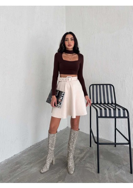 Kloş Süet Etek Kemerli / Suede Skırt fırsatları