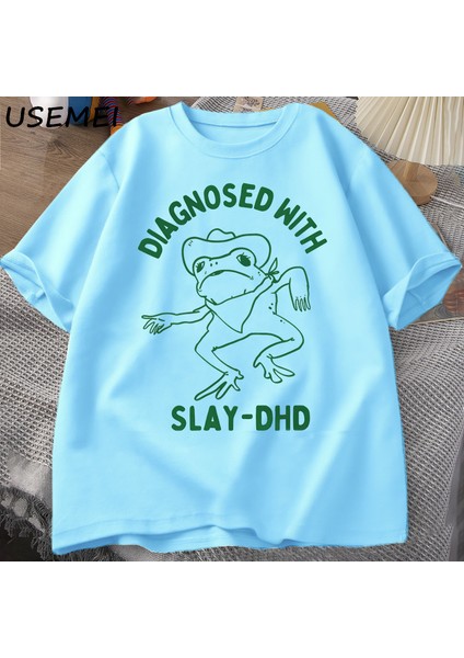 Katlet-Dhd ile Teşhis Kadın Erkek Pamuklu T-Shirt Komik Seyahat Giyim Yaz Kurbağa Grafik Tshi