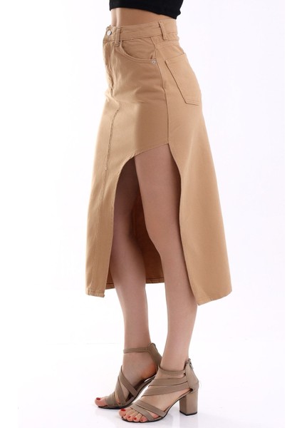 Kot Etek Yırtmaçlı Max Taba/ Blue Denım Skırt Wıth Slıts fiyatları