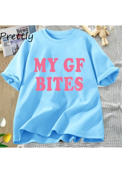 Benim Gf Isırıkları Tshirt Komik Erkek Kız Arkadaşı T-Shirt Çift Pamuk Kısa Kollu Tees Moda Y