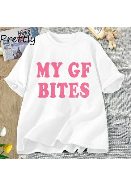 Benim Gf Isırıkları Tshirt Komik Erkek Kız Arkadaşı T-Shirt Çift Pamuk Kısa Kollu Tees Moda Y