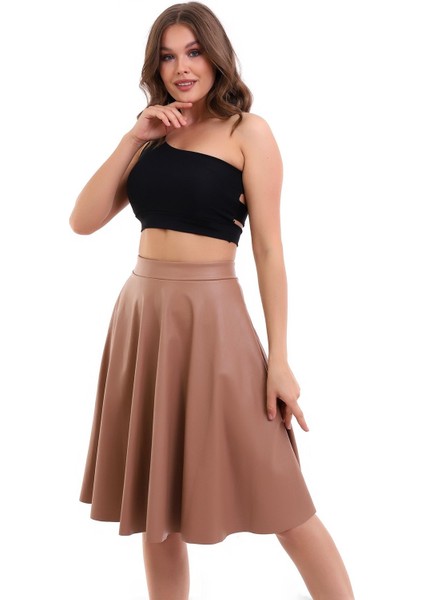 Kloş Etek Suni Deri Diz Boy fiyatları